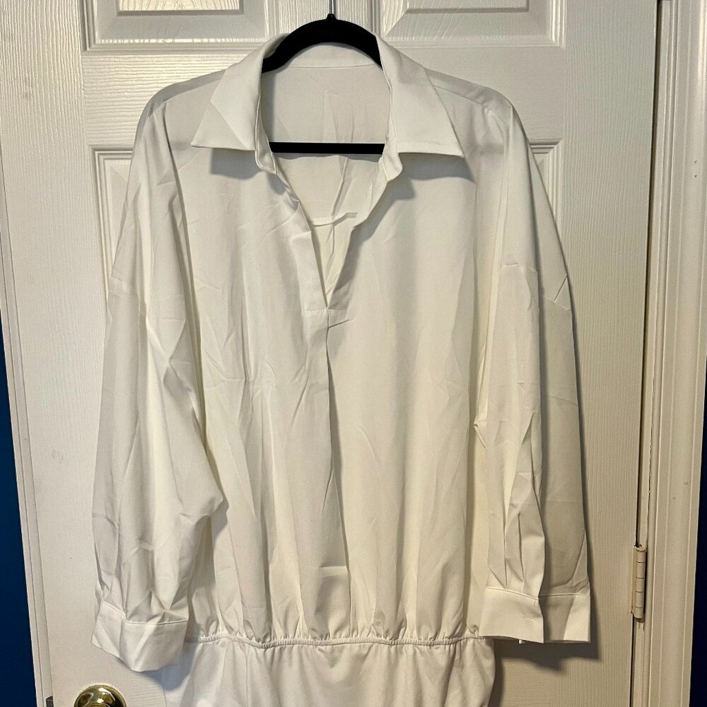 White collard bodysuit top